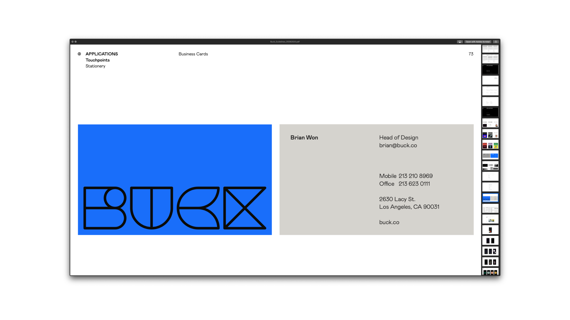 Brand Design Development — BUCK